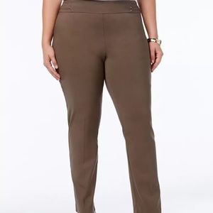 JM COLLECTION Tummy Control Brown Clay slim leg pants